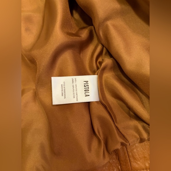 Pistola REVOLVE Tracy Moto Faux Leather Jacket in Cognac Brown New size XS - Picture 10 of 14
